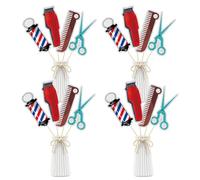 Lot de 16 centres de table « Happy Birthday » pour coiffeur de barbier, décoration de table sur le thème du salon de coiffure, félicitations pour barbier/survivant d'école, survivant d'école, 2025