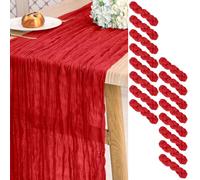 Lot de 16 chemins de table en étamine, rouge, 3 m de long, en gaze, style bohème, pour mariage, fête prénuptiale, fête, banquet - 54,8 x 304,8 cm