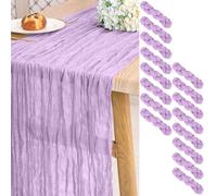 Lot de 16 chemins de table en étamine violet clair, 3 m de long, chemins de table bohème en gaze pour mariage 21,5 x 120 pouces (54,6 x 304,8 cm) pour mariage, fête prénuptiale, fête, décoration de