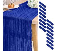 Lot de 16 chemins de table en mousseline bleu royal, 10 pieds de long, pour mariage, fête prénuptiale, banquet, décoration de table de style bohème, 54,9 x 304,8 cm