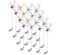 Lot de 16 clips répulsifs à clipser en forme de libellule pour chapeau, piquets de jardin 3D artificiels réalistes pour éloigner les mouches pour terrasse intérieure