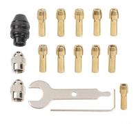 Lot de 16 colliers de serrage de mandrin de perceuse 0,-3,2 mm avec écrous en alliage d'acier et manchons en laiton, kit de mandrin sans iletage M8 pour outils rotatifs, gravure, perçage et