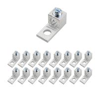 Lot de 16 cosses mécaniques en aluminium, taille de goujon de 5/16"-24 avec trou de montage de 6,35 mm, pour fil 14-2 AWG, cosses de câble étamées pour mise à la terre solaire, batterie, panneau