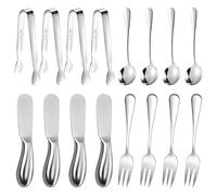 Lot de 16 couteaux à beurre et à fromage en acier inoxydable multi-usage pour épandeur de beurre, trancheuse à fromage, mini pinces, fourchettes et cuillères