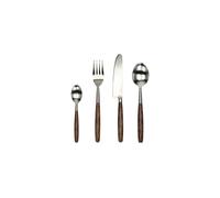 Lot de 16 couverts acier inoxydable et manches en bois de palme brun, 16 pièces, fourchettes, couteaux, cuillères - Pomax, Matisse - H24 cm