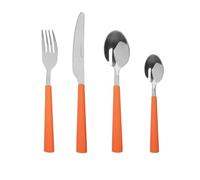 Lot de 16 couverts en acier poignée orange Stripes