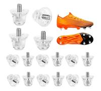 Lot de 16 crampons de rechange pour chaussures de football, chaussures de football, en nylon, tête en métal, antidérapant, 13 mm/16 mm, largeur de vis 5 mm, transparent