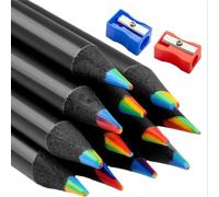 Lot de 16 crayons de couleur arc-en-ciel 7 en 1 pour loisirs créatifs, cadeau d'anniversaire, crayons de coloriage pour enfants, pour l'école, le dessin, les croquis (2 taille-crayons gratuits)