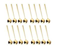 Lot de 16 Cuillères à Café Dorées, Petites Cuillère à Café en Acier Inoxydable Doré, Cuillere Couverts Dorées Classiques, Petite Cuillère à Dessert Polies pour Nespresso, Café, Crème Glacée, 13 cm