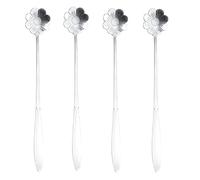 Lot de 16 cuillères à café en acier inoxydable avec long manche en forme de fleur de cosmos argenté 17,8 cm