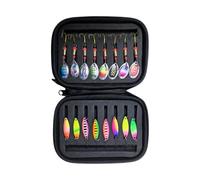 Lot de 16 cuillères de pêche à la truite en métal avec hameçon triple, paillettes, crankbait