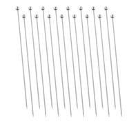 Lot de 16 cure-dents réutilisables en acier inoxydable de 20,3 cm - Longues brochettes à apéritif en métal - Piques à boisson - Cure-dents fantaisie avec extrémité boule pour hamburger