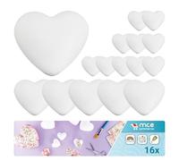 Lot de 16 cœurs en polystyrène - Cœurs 3D en polystyrène pour bricolage et peinture - 5 cm, 9 cm, 15 cm - Pour la technique de serviette, décoration de mariage, Saint-Valentin