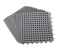 Lot de 16 dalles de sol antidérapantes en caoutchouc emboîtables de 30,5 x 30,5 cm pour salle de bain, terrasse, drainage, piscine, terrasse, balcon, niche, gris foncé