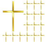 Lot de 16 décorations de gâteau de baptême en acrylique miroir doré (style élégant)