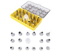Lot de 16 douilles à glaçage en acier inoxydable pour décoration de gâteaux, cupcakes, glaçage