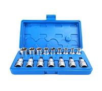 Lot de 16 douilles hexagonales de 1,27 cm, kit de douilles Star T mâle et femelle de type E, ensemble de douilles en acier au chrome vanadium avec fente antidérapante pour réparation de voiture et