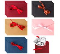 Lot de 16 enveloppes pour argent avec rubans, enveloppes rétro en kraft pour cartes cadeaux - Marron salaire vintage pour mariage, anniversaire, invitation, vœux, Noël, Saint-Valentin, fête des pères