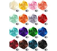Lot de 16 épingles à revers en satin faites à la main pour homme, pour costumes, fête de mariage, marié, approx. 1.97 inches/ 5 cm in diameter, Satin, /