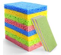 Lot de 16 éponges à vaisselle compostables en cellulose naturelle, anti-rayures, absorbantes pour la maison, la voiture, un usage quotidien, emballage compressé, 4 couleurs