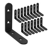 Lot de 16 équerres d'angle en acier noir pour étagères murales décoratives avec vis (7,6 x 7,6 cm - Lot de 16 pièces)
