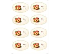 Lot de 16 etiquettes autocollant sticker conserve confiture bocaux peche