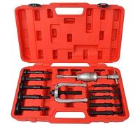 Lot de 16 extracteurs de roulement en acier avec 10 boulons de centrage, adaptateur à vis et marteau coulissant, mallette moulée par soufflage pour atelier, garage, voiture, camion, réparation et