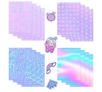 Lot de 16 Feuilles D’autocollants, Transparent A4 Papier Autocollant Holographique, Feuilles de Vinyle Adhésif Holographique, Papier Autocollant Holographique Transparent pour Artisanat Décalcomanies