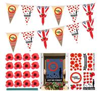Lot de 16 feuilles d'autocollants pour fenêtre - Motif coquelicot artificiel - Avec tige - Étanche - 5 m