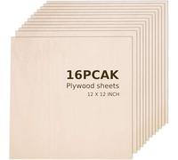 Lot de 16 feuilles de bois de tilleul pour travaux manuels, 30,5 x 30,5 x 0,6 cm - Feuilles de contreplaqué de 2 mm d'épaisseur avec surfaces lisses - Planches de bois non finies pour découpe au