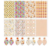 Lot de 16 feuilles de papier de transfert pour argile polymère, tournesols, citrouilles, grilles, couronnes, renards, feuilles de transfert d'eau pour argile polymère, papier de transfert en argile