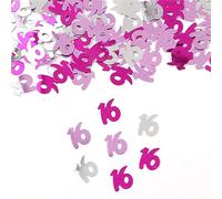 Lot de 16 figurines numériques de 15 g - 16, 18, 30, 40, 50, 60 - Confettis de confettis pour fête d'anniversaire - Décorations de table - Saupoudrer de métal (16 roses)