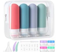 Lot de 16 flacons de voyage pour articles de toilette, approuvés par la TSA, étanches et compressibles en silicone pour shampooing, après-shampooing, après-shampooing, conteneurs liquides