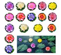 Lot de 16 Fleurs de Lotus Artificielles Fleurs Artificielles Flottantes Lotus Pool Dekorationszubehör Plantes de Piscine Flottantes 10cm Flottant Nénuphar Plantes pour Étang Aquarium Décoration