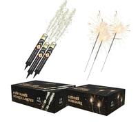 Lot de 16 Fontaines à Gateaux 1 Minute + 10 Cierge Magique 40 Secondes, idéal pour Décoration de Gateaux, Bougie étincelante Scintillante anniversaire - Catégorie F1 - SPARKLERS CLUB®