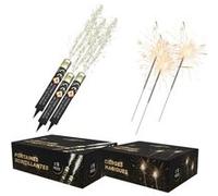 Lot de 16 Fontaines à Gateaux 1 Minute + 10 Cierge Magique 40 Secondes, idéal pour Décoration de Gateaux, Bougie étincelante Scintillante anniversaire - Catégorie F1 - SPARKLERS CLUB®