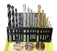 Lot de 16 forets à métal, y compris 5 forets à bois, 6 forets HSS et 5 forets à pierre, pour une utilisation sur le bois, la maçonnerie, le béton, les métaux souples, les plastiques et le contreplaqué