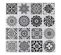 Lot de 16 gabarits de dessin Règle Pochoir Peinture Planche Album Décoration Outil Artisanat Pinceau