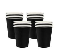 Lot de 16 gobelets jetables noir - 250 ml Gobelets pour mariage, bricolage d’enfants, fête, thé, boissons chaudes et froides