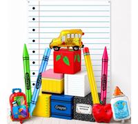 Lot de 16 grands carnets de notes gonflables colorés pour la rentrée scolaire, crayons et ballons en forme de pomme avec toile de fond pour carnet de notes, accessoires photo pour le premier jour