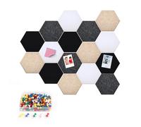 Lot de 16 grands tableaux d'affichage hexagonaux en feutre - Bulletin en feutre - Avec épingles - Carreaux muraux multifonctions pour décoration murale dans la maison, l'école et le bureau (A)