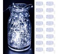 [Lot de 16] Guirlande Lumineuse à Piles, 2m 20LED Mini Guirlande LED, Étanche Guirlandes Lumineuses en Cuivre pour Décoration Anniversaire, Bouteille, Mariage, Fête, Noël, Chambre, Jardin Blanc Froid