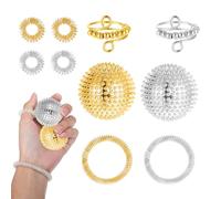 Lot de 16 jouets anti-stress, 10 anneaux d'acupression, 2 anneaux de massage pour doigts, 2 bracelets d'acupression, 2 jouets anti-stress pour adultes et massage (or mélangé avec argent)