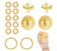 Lot de 16 jouets anti-stress - Anneau d'acupression - Skills Borderline - Boule de hérisson en métal - Bracelet d'acupression pour adultes et enfants - Pour la détente