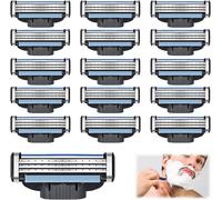 Lot de 16 lames de rasoir de rechange pour homme avec double bande de lubrification - Kit universel à 3 couches - Idéal pour homme,père,petit ami(Q937)