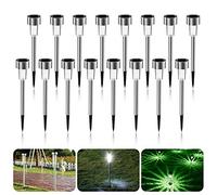 Lot de 16 lampes solaires de jardin en acier inoxydable - Lampes solaires étanches pour jardin - Décoration pour l'extérieur - Routes de sécurité - Pour jardin, patio, pelouse