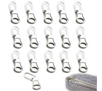 Lot de 16 languettes amovibles pour fermeture éclair et rallonges de cordon, kit de réparation en métal pour vêtements, sacs à dos, bagages (argenté)