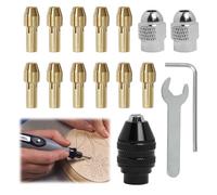 Lot de 16 Mandrins de Perçage, Mandrin Compatible avec Dremel, Accessoires pour Outil Rotatif, 0,8mm à 3,2mm Remplacement 4486 Mandrin, Mandrins En Laiton, Remplacement 4485 Pince