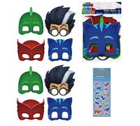 Lot de 16 masques en papier et 8 feuilles d'autocollants dinosaures Pyjamasques