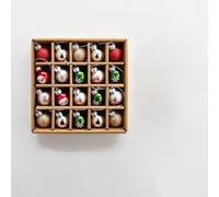 Lot de 16 mini boules de Noël en finition or rose avec sapin et motifs joyeux et lumineux, légères, boucles de suspension, emballées dans une boîte cadeau (bonhomme de neige mixte)